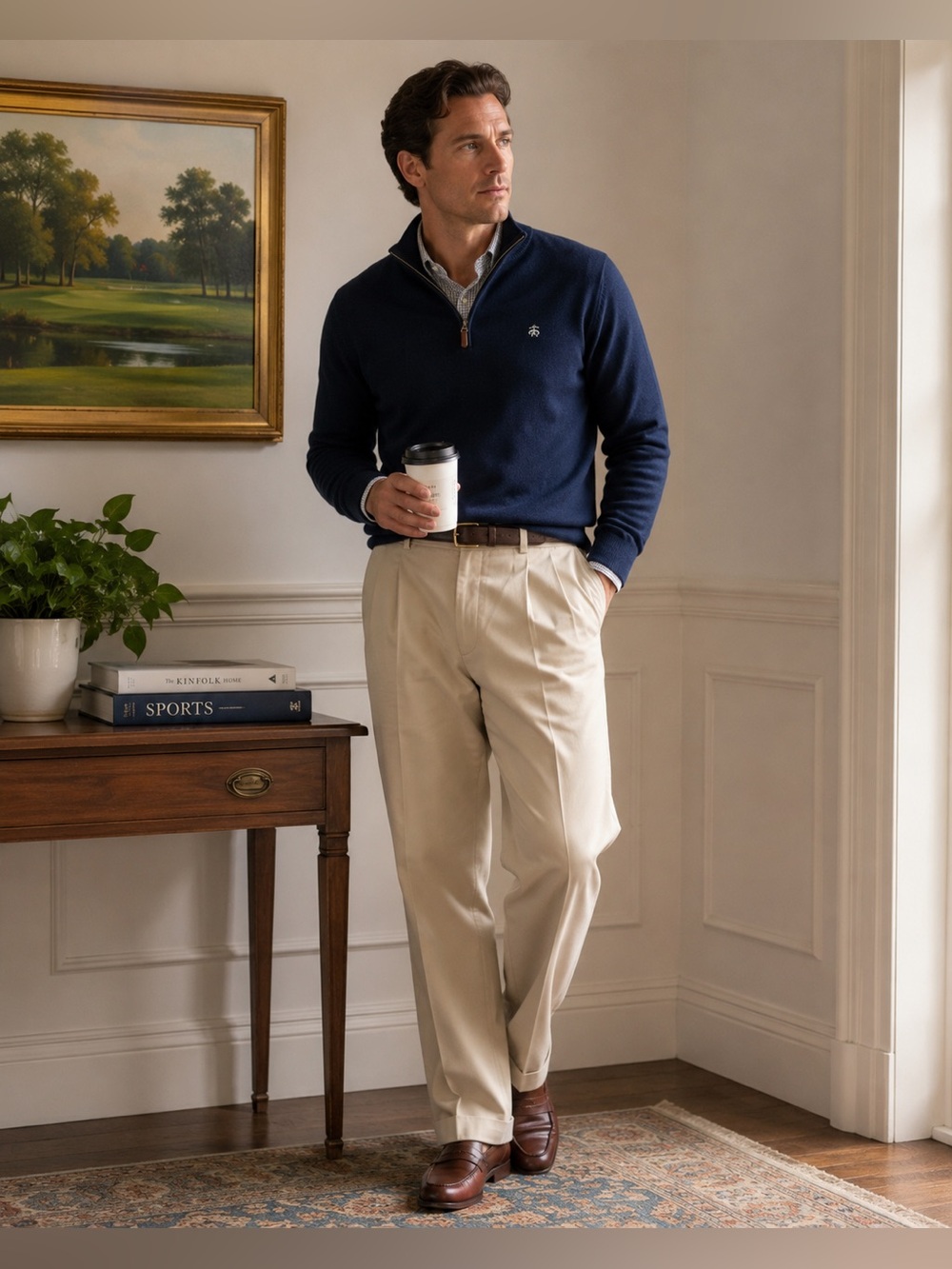 Brooks Brothers Country Club Khaki Pleated Golf Pants Men’s 40x32 Beige Cotton